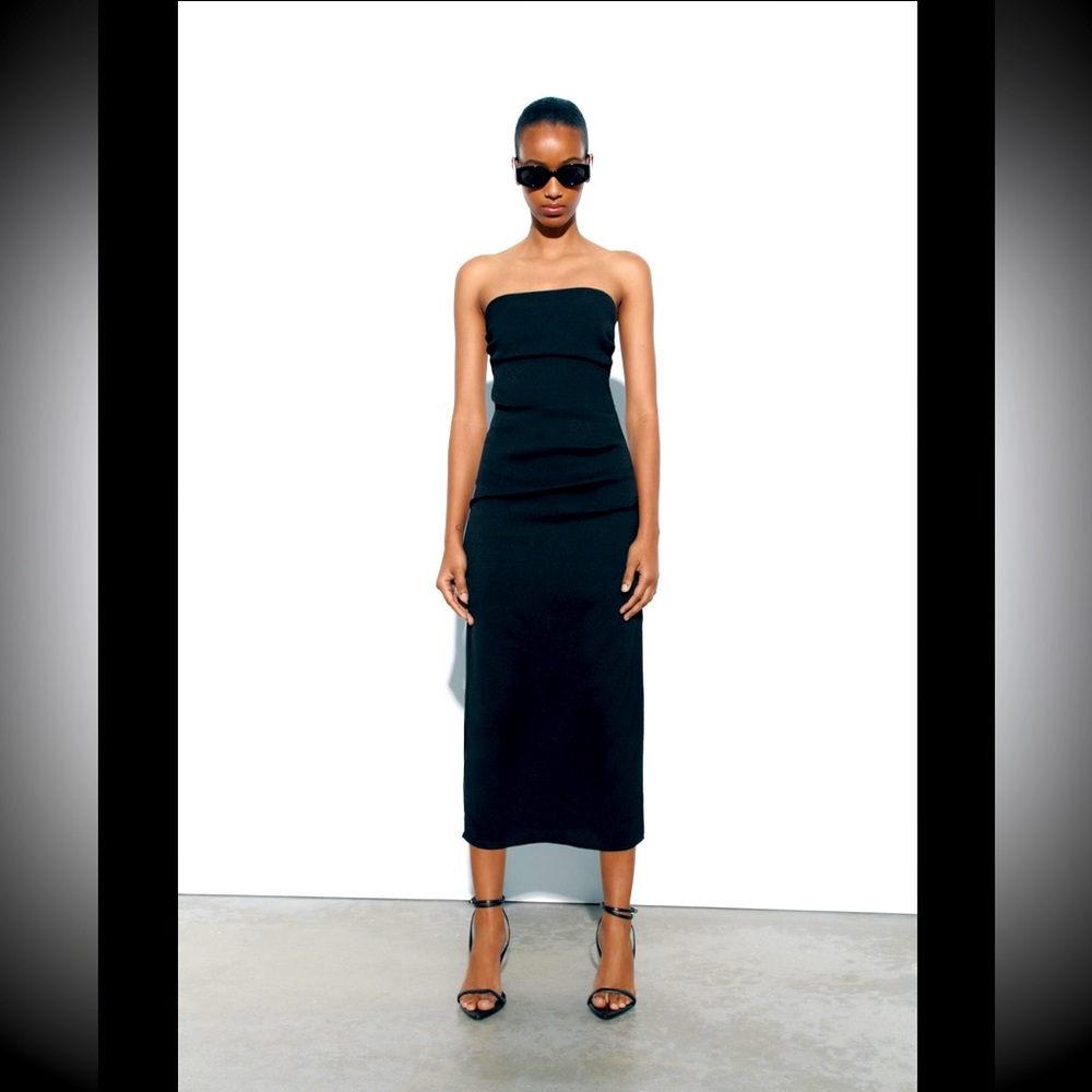 ZARA STRAIGHT NECK MIDI DRESS